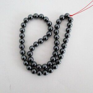 8 mm Hematite Bead Strand 51 Beads New Old Stock 1980s